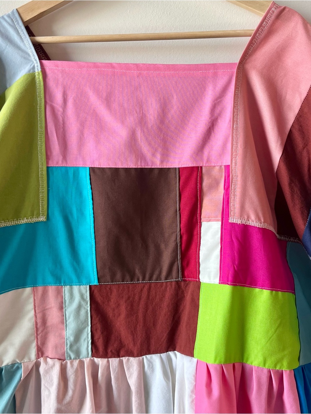 Handmade Quilted Patchwork Colorblock Dress SKU 05033 - Picture 12 of 16
